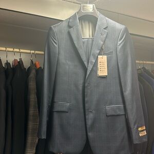 Modern cut 100% Wool 2pc Suit flat front pants brand new